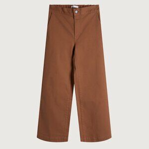 Oak + Fort CROPPED LENGTH TWILL WIDE LEG PANT toasted coconut Large